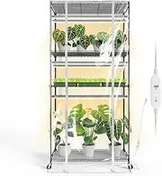 Bstrip Indoor Greenhouse with Grow Light, Tall Green House with 6 Pack T5 Full Spectrum Plant Lights with Timer, Plant Shelf with Tent for Indoor Plant, Seed Starting, Seed Tray, 23.5"x13.8"x70.8"