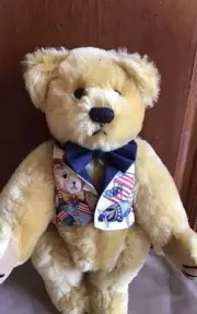 "YANKEE DOODLE" TINY LINED VEST AND BOW TIE HANDCRAFTED TEDDY BEAR CLOTHES.