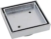 100mm Outlet Chrome Floor Waste Drain Bathroom Square Shower Grate Tile Insert Floor Drainage 115x115x23mm