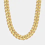 Men's 8mm Cuban Chain Necklace - 18k Gold Plated Jewelry, Hip Hop Style, Trendy Men's Accessories