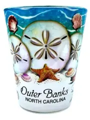OUTER BANKS NORTH CAROLINA SAND DOLLAR IN AND OUT SHOT GLASS SHOTGLASS