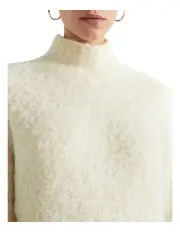 [Seed Heritage] Alpaca Boucle Side Split Knit in Cream