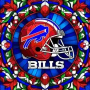 (2) Buffalo Bills Waterproof Vinyl Stickers 4x4 Mosaic Glass Design Decals