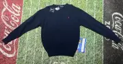 Polo Ralph Lauren Mens Sweater Lambswool Navy Preppy 90s New