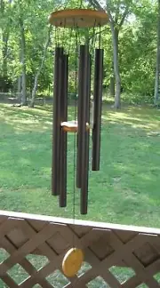 37 inch Traditional Large Black Aluminum Tubular Wind Chime. 5 Tubes.