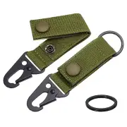 Duty Belt Key Holder, 2Pcs - Nylon Strap with Snap D-Clip Key Ring (Army Green)