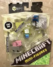 Minecraft Mini Figures 3-Pack - Pig In Cart, Spectral Damage Zombie, Cave Spider