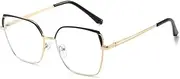 Double Color Square Women Metal Glasses Frames Clear Eyewear Optical Men Frame,Black