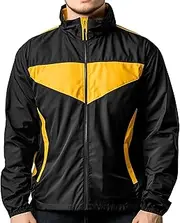 [Sumairah] Mens Windbreaker Black Yellow Lightweight CLassic Outdoor Casual Rain Protection Waterproof Nylon Hooded Windbreaker Jackets(Black - Windbreaker, Medium)