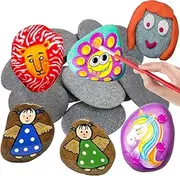 SHIQUAN Pack of 25 Stones for Painting, Pebbles for Painting, Flat Stones for Painting, Beach Pebbles, Suitable for Children's Painting Gifts, Birthday Gift, DIY Hand Painting