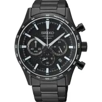 在飛比找momo購物網優惠-【SEIKO 精工】CS系列 三眼風格賽車計時腕錶-全黑43