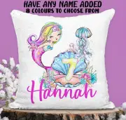 7th Birthday Mermaid Cushion Cover Sequin Throw Pillow Seven Personalised