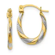 14K Two Tone Gold Twisted Textured Hinged Hoop Earrings Madi K Childrens Jewelry