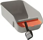 Generic Cat Litter Box for Indoor Cats with Scoop Container Easy to Clean Bedpan Litter Pan High Sides Open Top for Kitten Rabbits, Gray