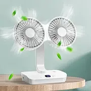 YINGERGAO Desk Fan, 6000mAh Rechargeable Fan, USB Fan, Fan with Digital Display and Hanging Hook, 4 Speeds Personal Fan, 24 Hours Work Time，Ideal for Outdoor Camping Office Home