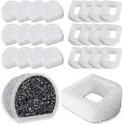 24PCS Cat Water Fountain Filter, 12 Carbon pet fountain filters and 12 Foam Replacement Filters for Petsafe Drinkwell Pet Fountain, Compatible with drinkwell pet fountain filters for Avalon Pagoda etc