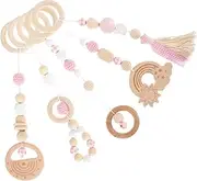 KOMBIUDA 1 Set Baby Gym Wooden Baby Toys Newborn Toys for Toddlers Toys for Babies Baby chew Necklace Crib Hanging Toys Baby Play Gym Toy Wooden Play Gym Toy Molar Bracelet Crafts