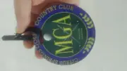 4" Diameter Custom Printed, 2 sided bag tags W/ Leather Strap