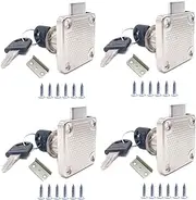 4 Sets Security Drawer Lock Furniture Lock Cylinder Zinc Alloy Cam Lock for Mailbox Drawer Cupboard Cabinet