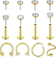 [MODRSA] 16g Lip Rings Studs Labret Piercing Jewelry Tragus Earrings Hoop Horseshoe Septum Ring Helix Cartilage Piercings Clear Lip Retainer for Work Medusa Monroe Piercing Jewelry