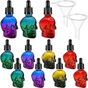 8Pack 1oz Skull Glass Dropper Bottles Empty Refillable Bottles Clear Skull Head Glass Bottle Liquid Bottling Dispensing Bottle with Eye Dropper Pipettes for Essential Oil/Beauty Oil Mix Dispenser