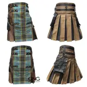 Men Scottish Gothic Kilt Anderson Tartan Front Apron Utility Kilt Size 28-62