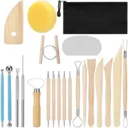 Polymer Clay Tools, with Wooden Handle Pottery Tool Bag, Clay Tools 21 PCS C2V1