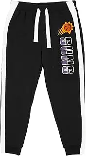 NBA Youth 8-20 Black Primary Logo Wordmark Step Up Jump Ball Stripe Fleece Pants