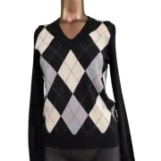 Brooks Brothers 346 V-Neck Argyle Merino Wool Sweater, Sz S, NWT