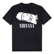 Nirvana Smiley Black Men's Tee T-Shirt Holiday Gifts