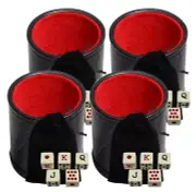 (4 Sets) Spanish Poker Dice Ivory w/Pouch + PU Leather Red Felt Lined Dice Cups