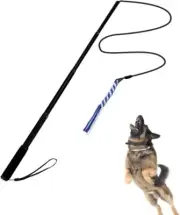 Interactive Flirt Pole Toys for Dogs- Extendable Teaser Wand with Pet Rope Te...