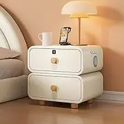 Nightstand with Fingerprint Unlocking, Bedside Table with Bluetooth Sound System, Night Stand with USB interfacefor Bedroom, End Table for Living Room (Color : B-White, Size : 45x40x48CM)