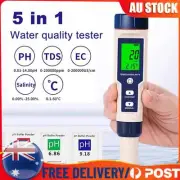 5 in 1 Digital Water Quality Tester Pen LCD PH/TDS/EC/Salinity/Temperature Meter
