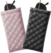 [Valuatic] Portable Squeeze Top Sunglass Case - Pu Leather Soft Sunglasses Case Easy To Use Eyeglasses Case Pouch 2 Pack