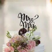 Acrylic Black 'Mr and Mrs' Cake Topper
