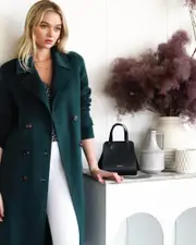 [Belle & Bloom] Front Runner Wool Blend Belted Coat - Dark Green