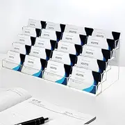 Vevitts 20 Slots Acrylic Business Card Holder for Desk Business Card Stand Clear Plastic Multiple Cards Display Stand Rack for Office Supplies Home School Brochure File Table Recipe