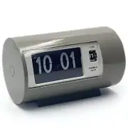 NEW Jadco Cylindrical Flip Card Rotating Dial Alarm Clock, Grey, 12cm