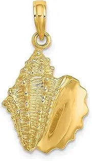 [JewelryWeb] 14ct Gold Conch Shell Pendant Necklace 2 d 25x14.2mm Wide 5mm Thick