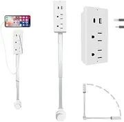 Electrical Outlet Extender Stick, Adjustable Extendable Rotating Outlet with USB-C & USB-A, Power Socket Expander Extends 22"-34", Rotates 180°, Use Behind Couches, Nightstands, Desks(1pc)