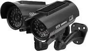 Pongnas Fake Security Camera, Solar Powered Waterproof Dummy Camera with Flashing LED Light for Indoor and Outdoor Use