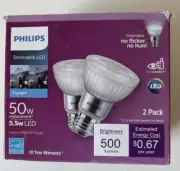 2 PHILIPS 50-Watt PAR20 Dimmable Daylight LED Flood Lights - 5000K