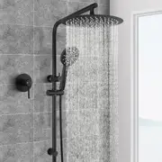 ACA WELS Round 12'' Ultrathin Rainfall Shower Head 3-MODE Handheld Set Gooseneck Arm Wall Rail Diverter Mixer Tap Black