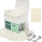 SAEUYVB Natural Soy Candle Wax and Soy Candle Wax for Candle Making - 2 lbs Soy Wax for Candle Making,Premium Soy Candle Wax.20 Candle Wicks, 20 Wick Stickers, and 2 Centering Devices