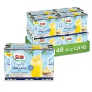 (48 Pack) Dole Light Pineapple 100% Fruit Juice, Vitamin C, Less Sugar, 6 Fl Oz