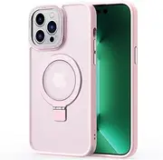 Magnetic Case Compatible with iPhone 11 Pro Max,Translucent Matte Back Non-Slip Phone Cover Protective Shockproof with Stand,Pink