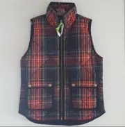 J Crew Small Stewart Tartan Plaid Excursion Vest Check Quilted Primaloft
