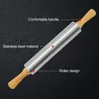 Kitchen Essential Rolling Pin for Baking Adjustable Stainless Steel with Wooden