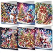 6pcs DIY Diamond Art Painting Christmas Greeting Card Kit With White Envelope Snowman Greeting Cards Diamond Art Kit-01-Christmas